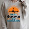 Real Grandmas Go Kayaking Yak Kayak Women Canoe Kayaker Raglan Sleeve Sweatshirt Heather Forest