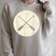 Retro Vintage Canoe Paddles Crossing Canoe & Kayaking Raglan Sleeve Sweatshirt Heather Forest
