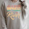 Rowing Canoe Kajak Life Is Better On The River Raglan Sleeve Sweatshirt Heather Forest Rowing Canoe Kajak Life Is Better On The River Raglan Sleeve Sweatshirt Heather Forest