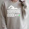 Swim Slogan Funny Swimming Mode On Swim Raglan Sleeve Sweatshirt Heather Forest