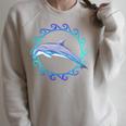 Swimming Dolphin Maori Sun Tribal Waves 2-Sided Raglan Sleeve Sweatshirt Heather Forest