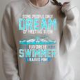 Swimming Parent Swimmer Mom Dad My Favorite Swim Meet Raglan Sleeve Sweatshirt Heather Forest