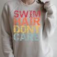 Swimming Pool Diving Sport Swimmer Swim Hair Dont Care Raglan Sleeve Sweatshirt Heather Forest
