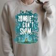Swimming Quote Zombies Can't Swim For Swimmer Raglan Sleeve Sweatshirt Heather Forest