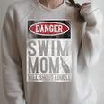 Swimming Swimmer DANGER Swim Mom Raglan Sleeve Sweatshirt Heather Forest