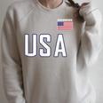 USA Flag Swim Swimming Sport Practice Equipment Men Women Raglan Sleeve Sweatshirt Heather Forest
