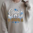 Women's Canoe Mom Leopard Print Paddle River Lake Sport Mother Raglan Sleeve Sweatshirt Heather Forest