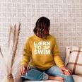 Learn To Swim Swimming Graphic Raglan Sleeve Sweatshirt Ash Learn To Swim Swimming Graphic Raglan Sleeve Sweatshirt Ash