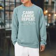 Camp Canoe Repeat Outdoor Adventure Raglan Sleeve Sweatshirt Cardinal