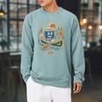 Canoe Camp Coffee Canoeing Paddle Raglan Sleeve Sweatshirt Cardinal