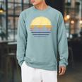Canoe Canoeing Vintage Sunset Raglan Sleeve Sweatshirt Cardinal