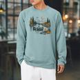 Canoe Ghost Camping Ghost Lake Halloween Spooky Fall Camping Raglan Sleeve Sweatshirt Cardinal