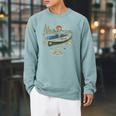 Canoe And Lake Camping Paddle Camp Raglan Sleeve Sweatshirt Cardinal