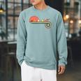 Canoe Retro Vintage Sunset Rainbow Raglan Baseball Tee Raglan Sleeve Sweatshirt Cardinal