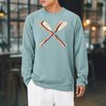 Canoeing Canoe Paddle Paddling Retro Line Art Raglan Baseball Tee Raglan Sleeve Sweatshirt Cardinal