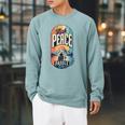 Find Peace Paddle On Canoe Mountain Sunset Raglan Sleeve Sweatshirt Cardinal Find Peace Paddle On Canoe Mountain Sunset Raglan Sleeve Sweatshirt Cardinal