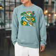Green Sea Turtle Surfs Past a Canoe Paddle Sleeveless Raglan Sleeve Sweatshirt Cardinal