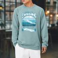 Here's To Swimming With Bow Legged Women Distressed Look Raglan Sleeve Sweatshirt Cardinal Here's To Swimming With Bow Legged Women Distressed Look Raglan Sleeve Sweatshirt Cardinal