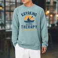 Kayaking Therapy Kayaker Canoe Paddle Lake River Raglan Sleeve Sweatshirt Cardinal