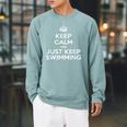 Keep Calm & Just Keep Swimming Raglan Sleeve Sweatshirt Cardinal Keep Calm & Just Keep Swimming Raglan Sleeve Sweatshirt Cardinal