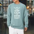 Keep Calm And Swim Fast Butterfly Swimming T-Shirt Raglan Sleeve Sweatshirt Cardinal Keep Calm And Swim Fast Butterfly Swimming T-Shirt Raglan Sleeve Sweatshirt Cardinal