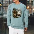 Lakeside Canoe Cabin Escape Scene Raglan Sleeve Sweatshirt Cardinal Lakeside Canoe Cabin Escape Scene Raglan Sleeve Sweatshirt Cardinal