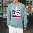 Ohio Flag Swimming Team Swim Swimmer US State Raglan Sleeve Sweatshirt Cardinal