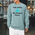 The Pool Is My Happy Place Swimming Quote Raglan Sleeve Sweatshirt Cardinal The Pool Is My Happy Place Swimming Quote Raglan Sleeve Sweatshirt Cardinal