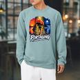 Portaging Canoe Wilderness Adventure Scenic Graphic Raglan Sleeve Sweatshirt Cardinal