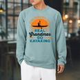 Real Grandmas Go Kayaking Yak Kayak Women Canoe Kayaker Raglan Sleeve Sweatshirt Cardinal