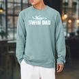 Swim Dad Support Swimming Father Sport Raglan Sleeve Sweatshirt Cardinal