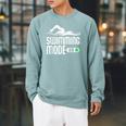 Swim Slogan Funny Swimming Mode On Swim Raglan Sleeve Sweatshirt Cardinal
