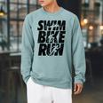 Swimming Cycling Running Triathlon Running Swimming Raglan Sleeve Sweatshirt Cardinal Swimming Cycling Running Triathlon Running Swimming Raglan Sleeve Sweatshirt Cardinal
