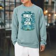 Swimming Quote Zombies Can't Swim For Swimmer Raglan Sleeve Sweatshirt Cardinal