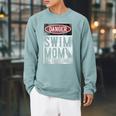 Swimming Swimmer DANGER Swim Mom Raglan Sleeve Sweatshirt Cardinal