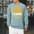 Swimming Swimmer Swim Team So I Don't Punch Raglan Sleeve Sweatshirt Cardinal