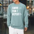 Swimrun Endurance Sports Swimming Running Swim Run Raglan Sleeve Sweatshirt Cardinal Swimrun Endurance Sports Swimming Running Swim Run Raglan Sleeve Sweatshirt Cardinal