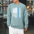 USA Flag Swimming Swim American Swimmer Raglan Sleeve Sweatshirt Cardinal