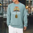 Vintage Retro Canoe Paddle & Mountains Rafting Raglan Sleeve Sweatshirt Cardinal