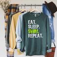Eat Sleep Swim Repeat Swimming Swimmer Cool Raglan Sleeve Sweatshirt Heather Blue Lagoon Eat Sleep Swim Repeat Swimming Swimmer Cool Raglan Sleeve Sweatshirt Heather Blue Lagoon