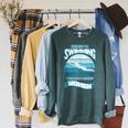 Here's To Swimming With Bow Legged Women Vintage Style Raglan Sleeve Sweatshirt Heather Blue Lagoon Here's To Swimming With Bow Legged Women Vintage Style Raglan Sleeve Sweatshirt Heather Blue Lagoon