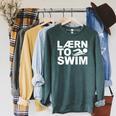 Learn To Swim Swimming Graphic Raglan Sleeve Sweatshirt Heather Blue Lagoon Learn To Swim Swimming Graphic Raglan Sleeve Sweatshirt Heather Blue Lagoon