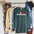 I LOVE HEART SWIMMING Raglan Sleeve Sweatshirt Heather Blue Lagoon I LOVE HEART SWIMMING Raglan Sleeve Sweatshirt Heather Blue Lagoon