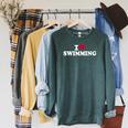 I Love Swimming Raglan Sleeve Sweatshirt Heather Blue Lagoon