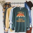 I Need A Good Paddling Retro Sunset Canoe Raglan Baseball Tee Raglan Sleeve Sweatshirt Heather Blue Lagoon