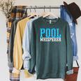 Pool Guy Pool Whisperer Boy Men Swimming Pool Raglan Sleeve Sweatshirt Heather Blue Lagoon