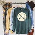 Retro Vintage Canoe Paddles Crossing Canoe & Kayaking Raglan Sleeve Sweatshirt Heather Blue Lagoon