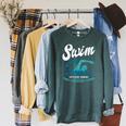 Swim Coach Swimming Lesson Sport Professional Instructor Raglan Sleeve Sweatshirt Heather Blue Lagoon