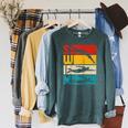 Swim Swimming Vintage Retro Swimmer Raglan Baseball Tee Raglan Sleeve Sweatshirt Heather Blue Lagoon