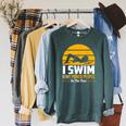 Swimming Swimmer Swim Team So I Don't Punch Raglan Sleeve Sweatshirt Heather Blue Lagoon